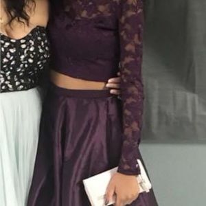 Purple sparkly two piece formal dress